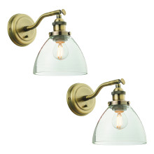 Бра Endon 102058 Hansen - Twin Pack Wall, Antique brass plate & clear glass (набор из 2 шт) · Endon · endon-102058