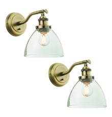 Бра Endon 102058 Hansen - Twin Pack Wall, Antique brass plate & clear glass (набор из 2 шт)