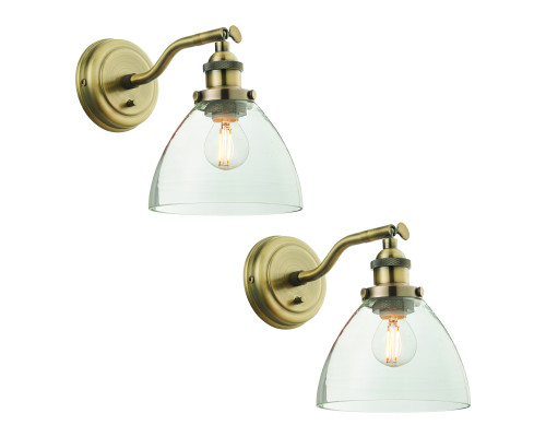 Бра Endon 102058 Hansen - Twin Pack Wall, Antique brass plate & clear glass (набор из 2 шт)