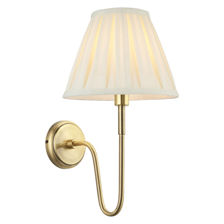 Бра Endon 103360 Rouen & Carla Wall, Antique brass plate & cream fabric · Endon · endon-103360