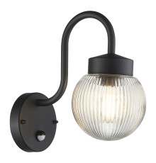 Бра Endon 103829 Eldon Wall PIR, Textured black & clear ribbed glass