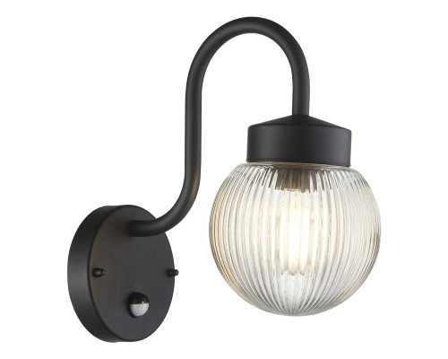 Бра Endon 103829 Eldon Wall PIR, Textured black & clear ribbed glass