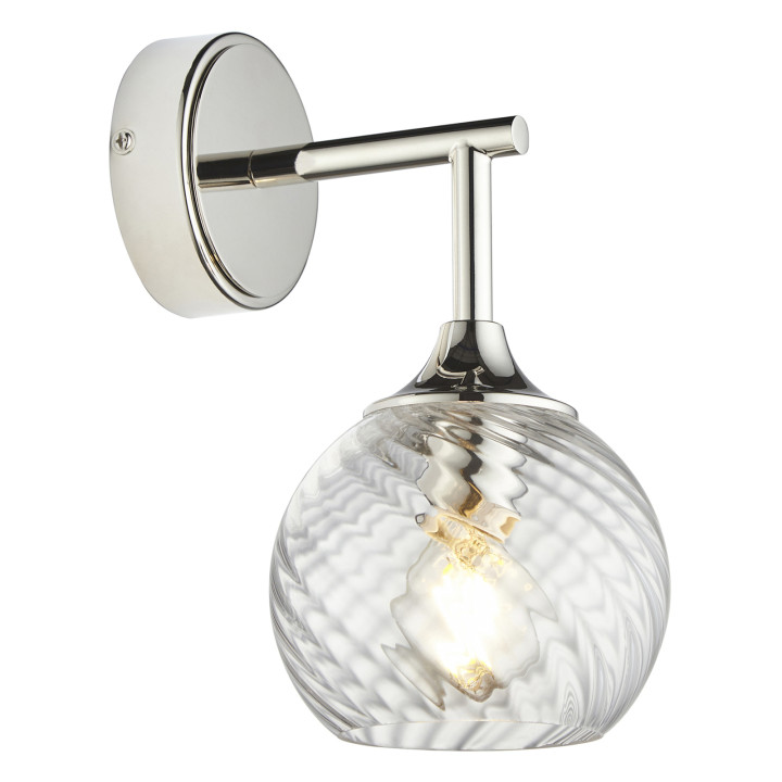 Бра Endon 104052 Allegra Wall, Bright nickel plate & clear spiral glass · Endon · endon-104052