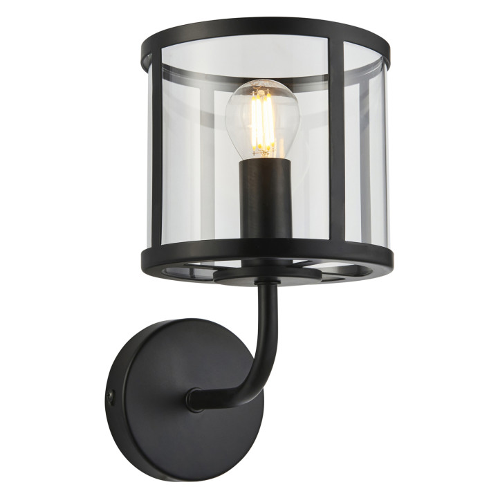 Бра Endon 104193 Hopton Wall, Matt black & clear glass · Endon · endon-104193