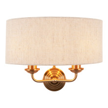 Бра Endon 110726 Highclere 2lt Wall, Vintage brass finish & natural linen · Endon · endon-110726