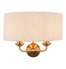 Бра Endon 110726 Highclere 2lt Wall, Vintage brass finish & natural linen