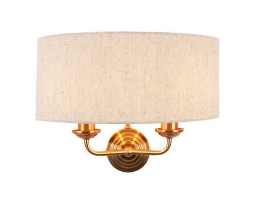Бра Endon 110726 Highclere 2lt Wall, Vintage brass finish & natural linen