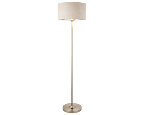 Торшер Endon 112232 Highclere Single Floor, Brushed chrome plate & natural linen