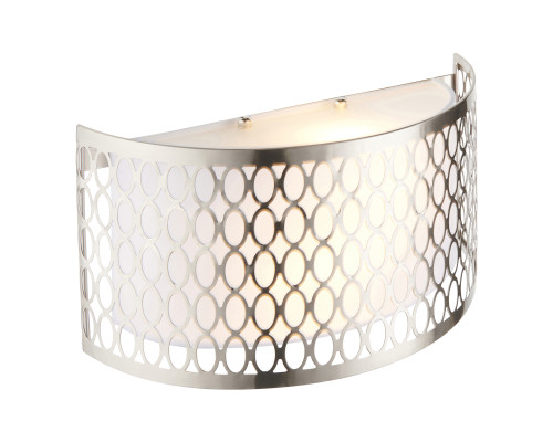 Бра Endon 113263 Cordero 2lt Wall, Satin nickel plate, white fabric & frosted glass