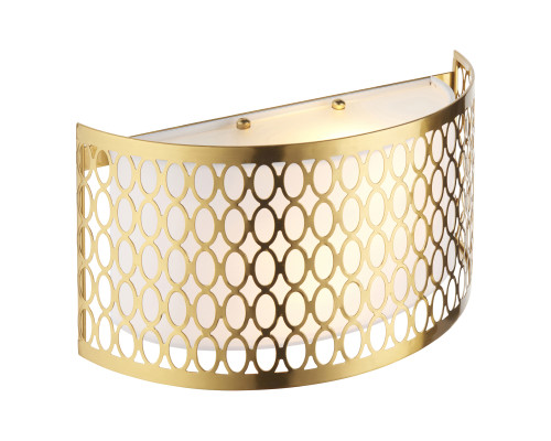 Бра Endon 113423 Cordero 2lt Wall, Gold effect plate, white fabric & frosted glass