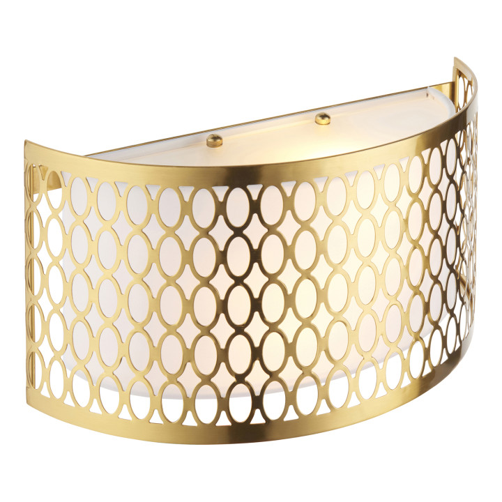 Бра Endon 113423 Cordero 2lt Wall, Gold effect plate, white fabric & frosted glass · Endon · endon-113423