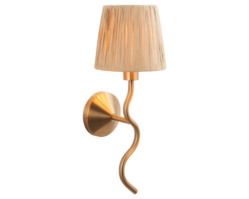 Бра Endon 114227 Wriggle Wall, Brushed aged brass plate & natural raffia