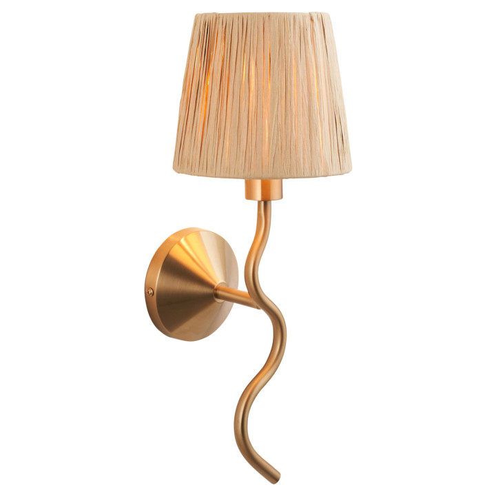Бра Endon 114227 Wriggle Wall, Brushed aged brass plate & natural raffia · Endon · endon-114227