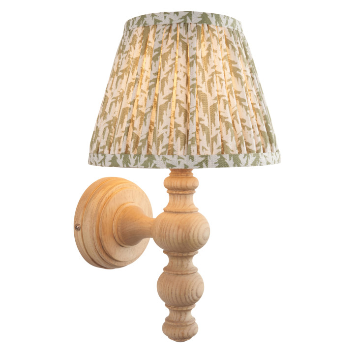 Бра Endon 114322 Bibury & Leaf 20cm Wall, Natural ash & herb garden green fabric · Endon · endon-114322