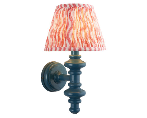 Бра Endon 114479 Carnaby & Ripple 20cm Wall, Satin marlin blue paint & coral pink fabric