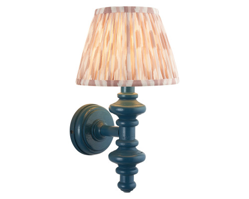 Бра Endon 114487 Carnaby & Ikat 20cm Wall, Satin marlin blue paint & neutral print fabric