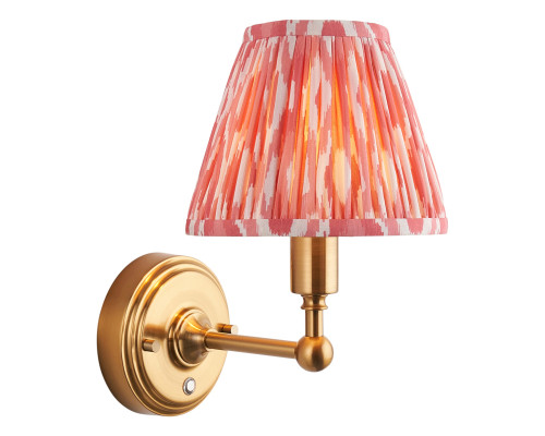 Бра Endon 114817 Burley Rechargeable & Ikat 16cm Wall, Brushed aged brass plate & coral pink fabric, 1.5 Вт, 155 лм, 2700K