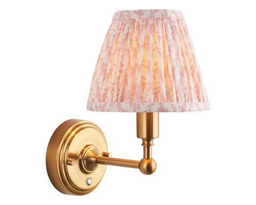 Бра Endon 114821 Burley Rechargeable & Leaf 16cm Wall, Brushed aged brass plate & peachy keen fabric, 1.5 Вт, 155 лм, 2700K