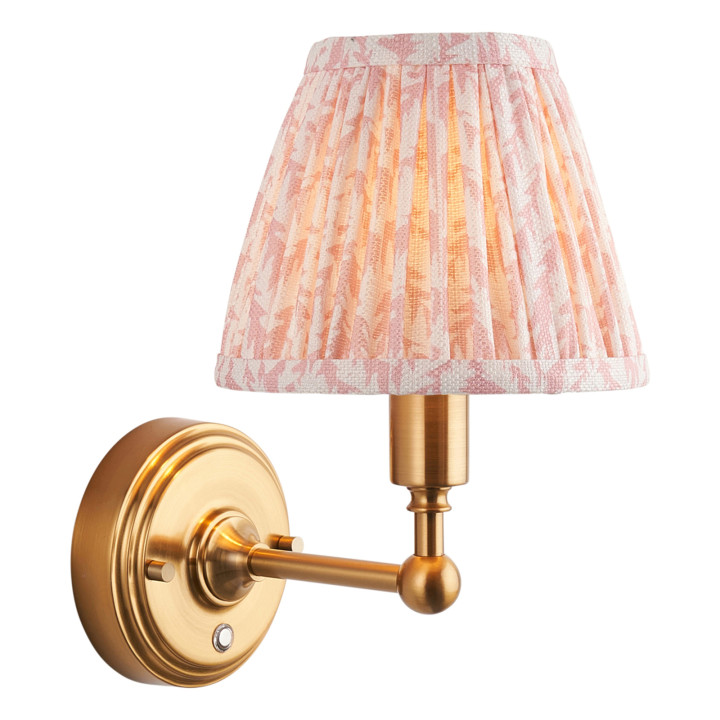 Бра Endon 114821 Burley Rechargeable & Leaf 16cm Wall, Brushed aged brass plate & peachy keen fabric, 1.5 Вт, 155 лм, 2700K · Endon · endon-114821