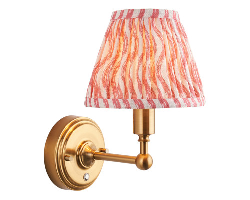 Бра Endon 114823 Burley Rechargeable & Ripple 16cm Wall, Brushed aged brass plate & coral pink fabric, 1.5 Вт, 155 лм, 2700K