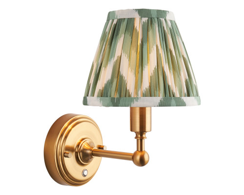 Бра Endon 114824 Burley Rechargeable & Zigzag 16cm Wall, Brushed aged brass plate & cotswold green fabric, 1.5 Вт, 155 лм, 2700K