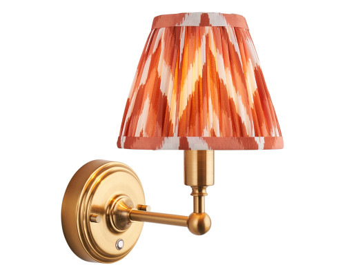 Бра Endon 114825 Burley Rechargeable & Zigzag 16cm Wall, Brushed aged brass plate & apricot orange fabric, 1.5 Вт, 155 лм, 2700K