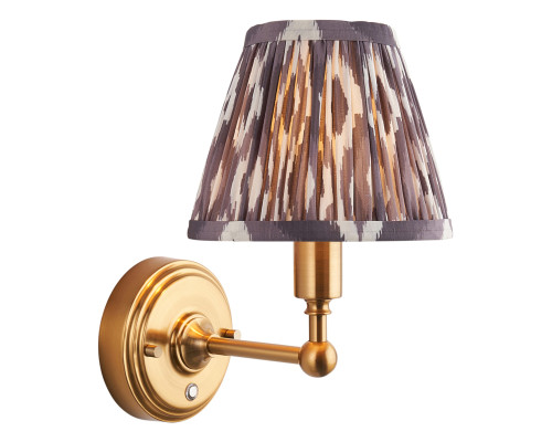 Бра Endon 114826 Burley Rechargeable & Ikat 16cm Wall, Brushed aged brass plate & pearl grey fabric, 1.5 Вт, 155 лм, 2700K