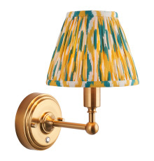 Бра Endon 114828 Burley Rechargeable & Ikat 16cm Wall, Brushed aged brass plate with yellow & jade fabric, 1.5 Вт, 155 лм, 2700K