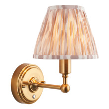 Бра Endon 114831 Burley Rechargeable & Ikat 16cm Wall, Brushed aged brass plate & neutral print fabric, 1.5 Вт, 155 лм, 2700K · Endon · endon-114831