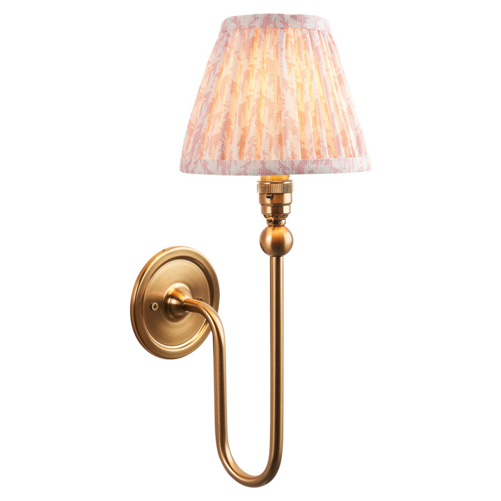 Бра Endon 115031 Santiago & Leaf 16cm Wall, Brushed aged brass plate & peachy keen fabric · Endon · endon-115031