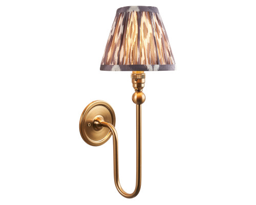 Бра Endon 115036 Santiago & Ikat 16cm Wall, Brushed aged brass plate & pearl grey fabric
