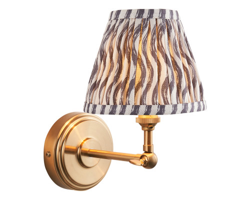 Бра Endon 115780 Step Wing & Ripple 16cm Wall, Brushed aged brass plate & pearl grey fabric