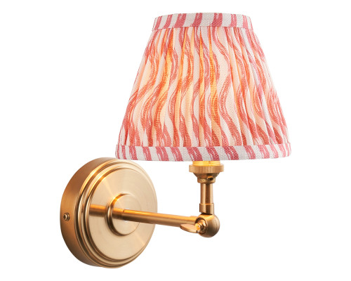 Бра Endon 115781 Step Wing & Ripple 16cm Wall, Brushed aged brass plate & coral pink fabric