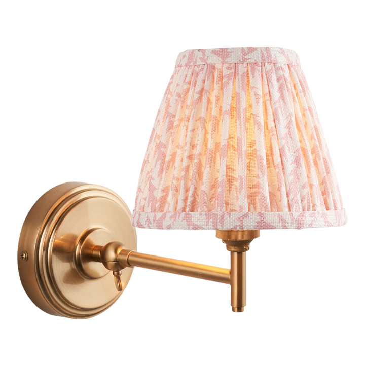 Бра Endon 115795 Step Fold & Leaf 16cm Wall, Brushed aged brass plate & peachy keen fabric · Endon · endon-115795