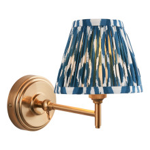 Бра Endon 115801 Step Fold & Ikat 16cm Wall, Brushed aged brass plate & marlin blue fabric · Endon · endon-115801