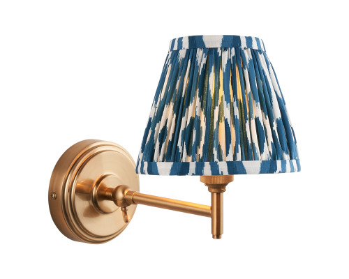 Бра Endon 115801 Step Fold & Ikat 16cm Wall, Brushed aged brass plate & marlin blue fabric