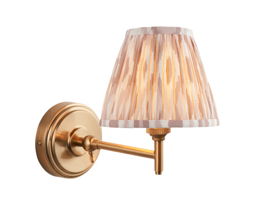 Бра Endon 115804 Step Fold & Ikat 16cm Wall, Brushed aged brass plate & neutral print fabric