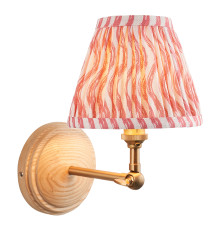 Бра Endon 115845 Wood Wing & Ripple 16cm Wall, Ash wood & coral pink fabric