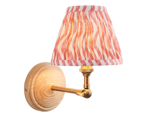 Бра Endon 115845 Wood Wing & Ripple 16cm Wall, Ash wood & coral pink fabric