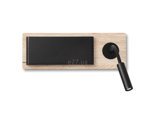 Спот Faro 20062 MOOD RCT Black and wood wall lamp with reader, 3 Вт, 67 лм, 3000K