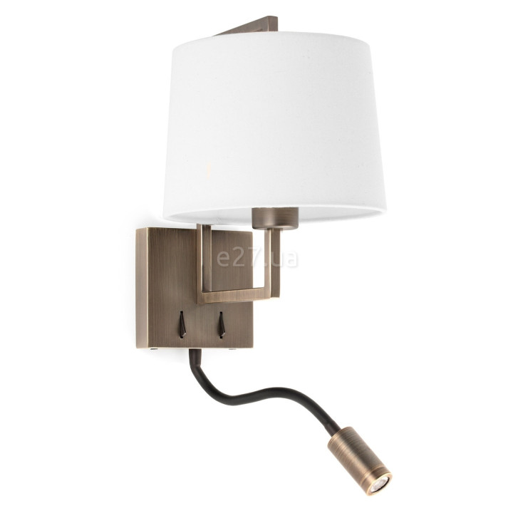 Бра Faro 20173-01 Frame Old gold/white wall lamp with reader · Faro · faro-20173-01
