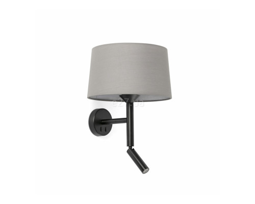 Бра Faro 20223-129 Windsor Wall Lamp Con Lector Black Scr. Gray 1xE27