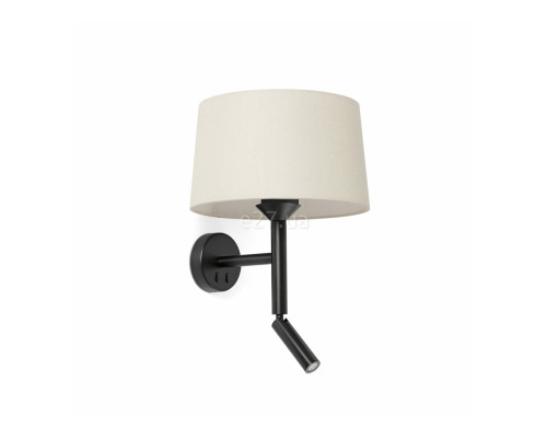 Бра Faro 20223-150 Windsor Wall Lamp Con Lector Black Scr. Linen 1xE2