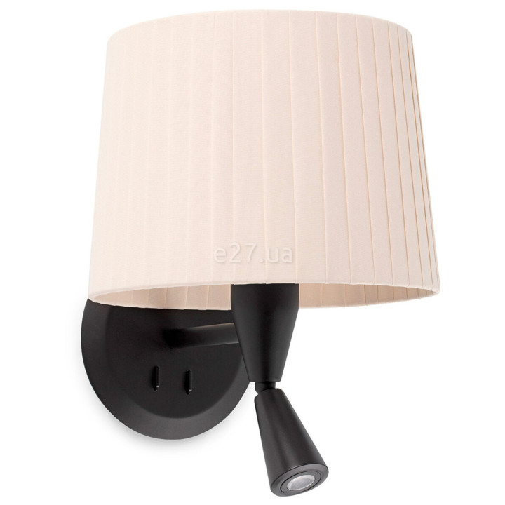 Бра Faro 64309-35 SAMBA Black/ribbon beige wall lamp with reader · Faro · faro-64309-35