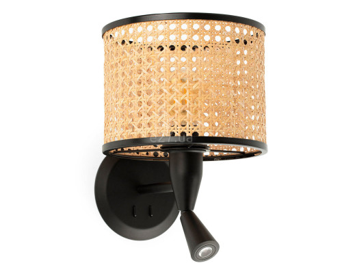Бра Faro 64309-47 MAMBO Black/rattan wall lamp with reader