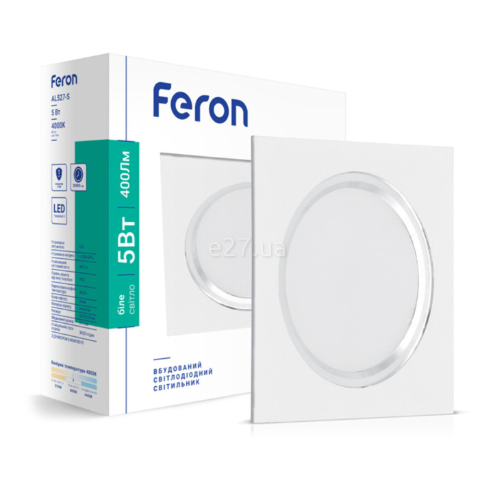 Точковий світильник Feron 1820 AL527-S, 5 Вт, 400 лм, 4000K · Feron · feron-1820