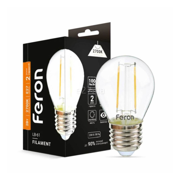 Лампа світлодіодна Feron 1865 LB-61, G45 2W 2700К E27, 300° · Feron · feron-1865