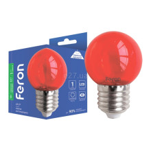 Лампа світлодіодна Feron 1895 LB-37, G45 1W Red E27, 270° · Feron · feron-1895
