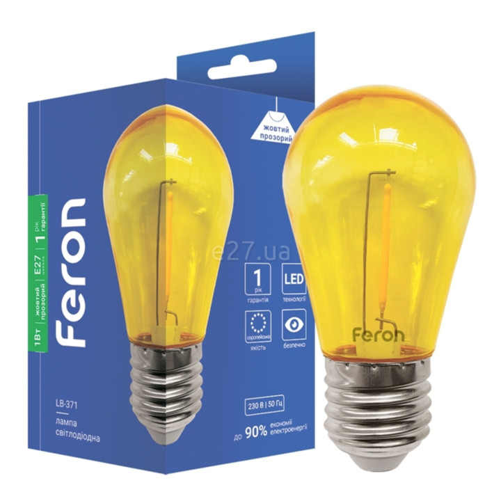 Лампа світлодіодна Feron 1899 LB-371, S14 1W Yellow E27, 270° · Feron · feron-1899