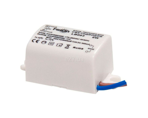 Блок живлення Feron 21480 LB003 12V 6W, 12V DC, Залежить від навантаження, 6 Вт